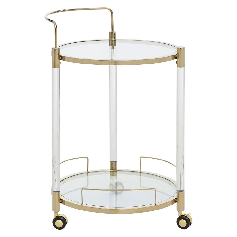 Product photograph of Olivia S Octavia Round Drinks Trolley In Gold from Olivia's.