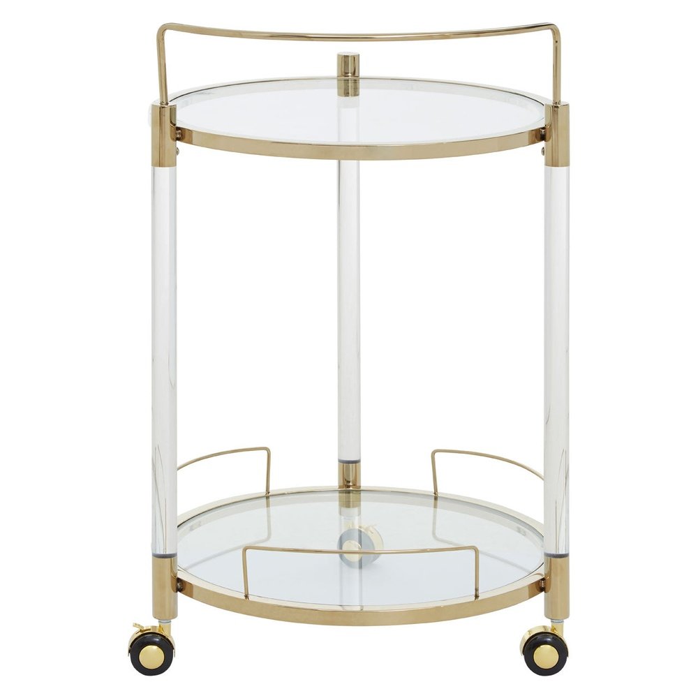 Product photograph of Olivia S Octavia Round Drinks Trolley In Gold from Olivia's.