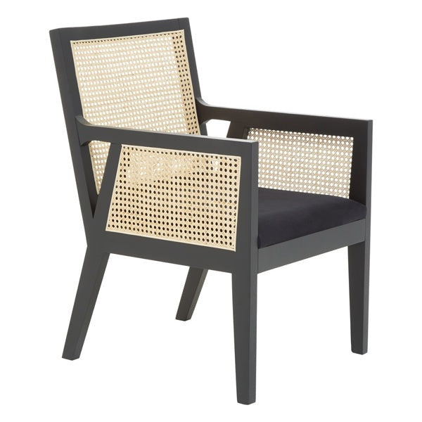 Product photograph of Olivia S Cali Cane Angular Rattan And Birchwood Occasional Chair Black from Olivia's