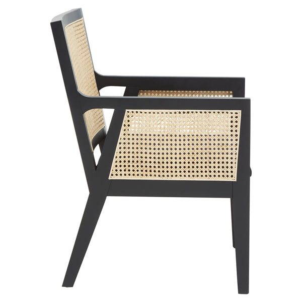 Product photograph of Olivia S Cali Cane Angular Rattan And Birchwood Occasional Chair Black from Olivia's.