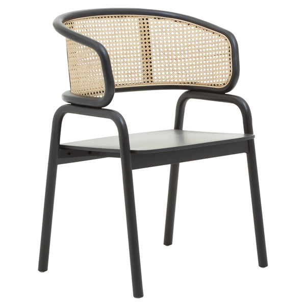 Olivias Cali Cane Natural Rattan And Birch Dining Chair Black