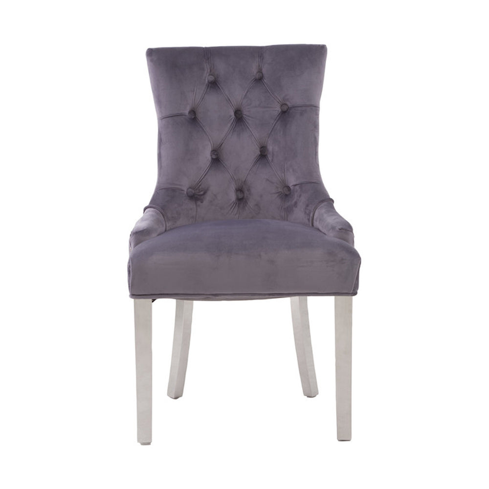 Product photograph of Olivia S Luxe Collection - Regina Grey Velvet Dining Chair from Olivia's.
