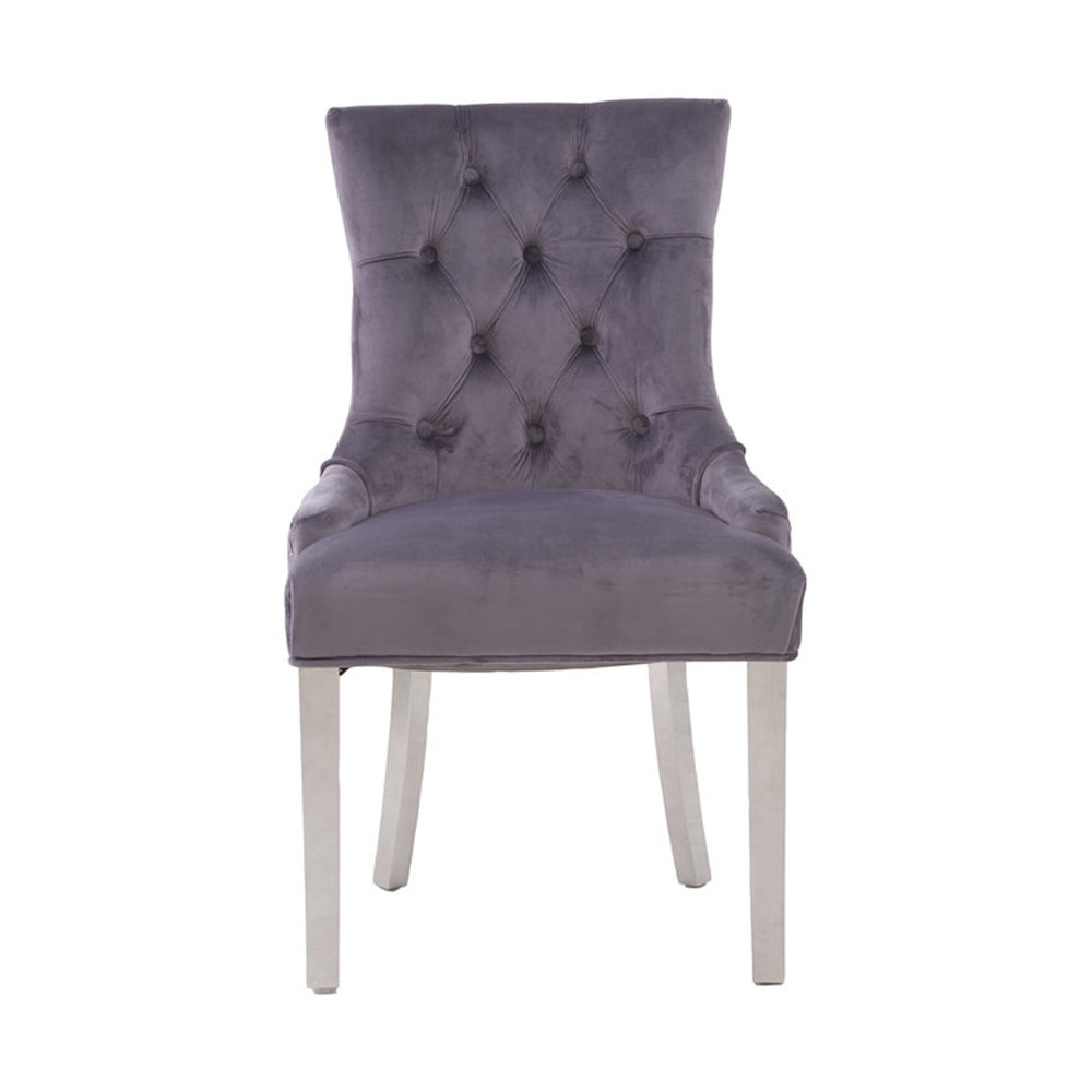 Product photograph of Olivia S Regina Grey Velvet Dining Chair Outlet from Olivia's.