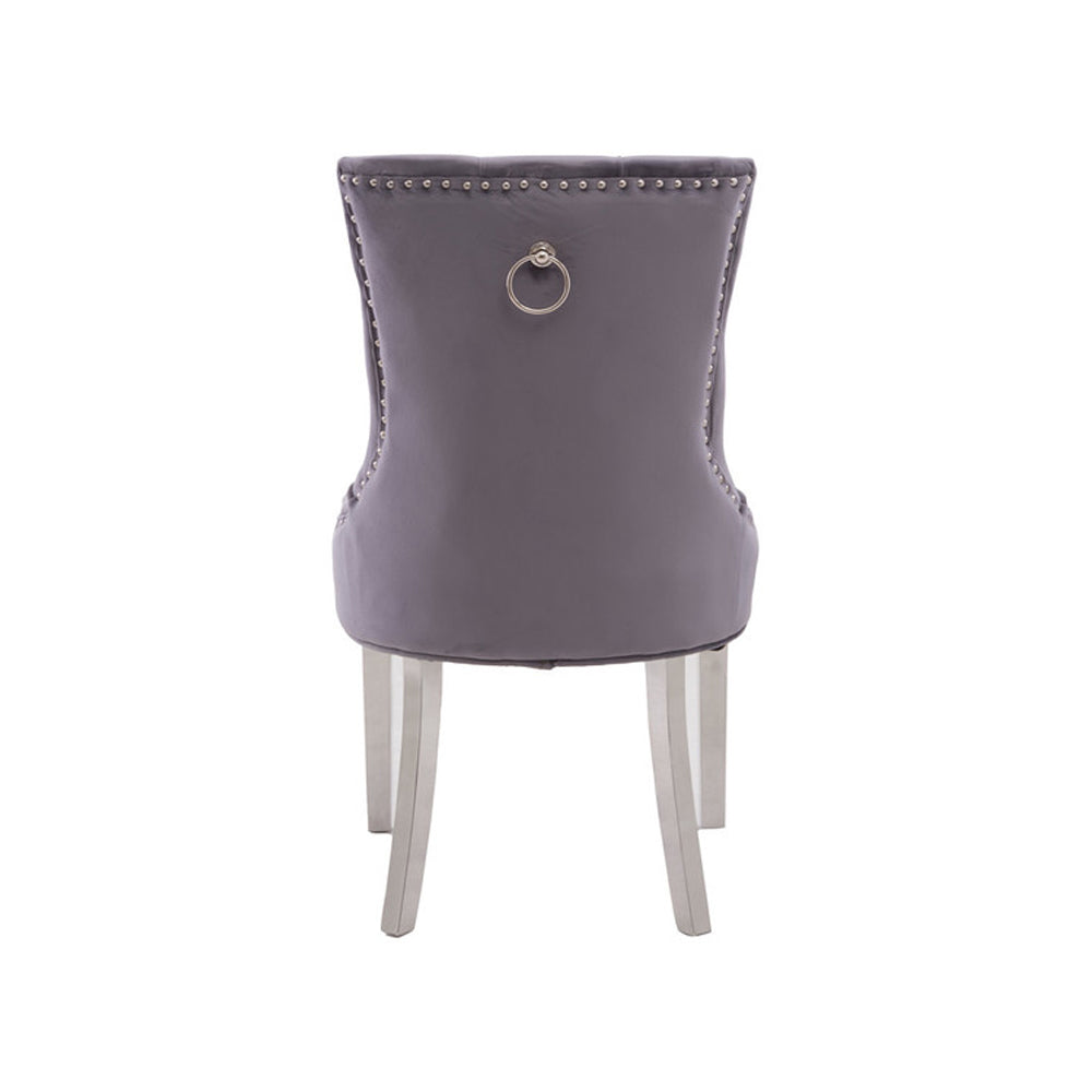 Product photograph of Olivia S Luxe Collection - Regina Grey Velvet Dining Chair from Olivia's.
