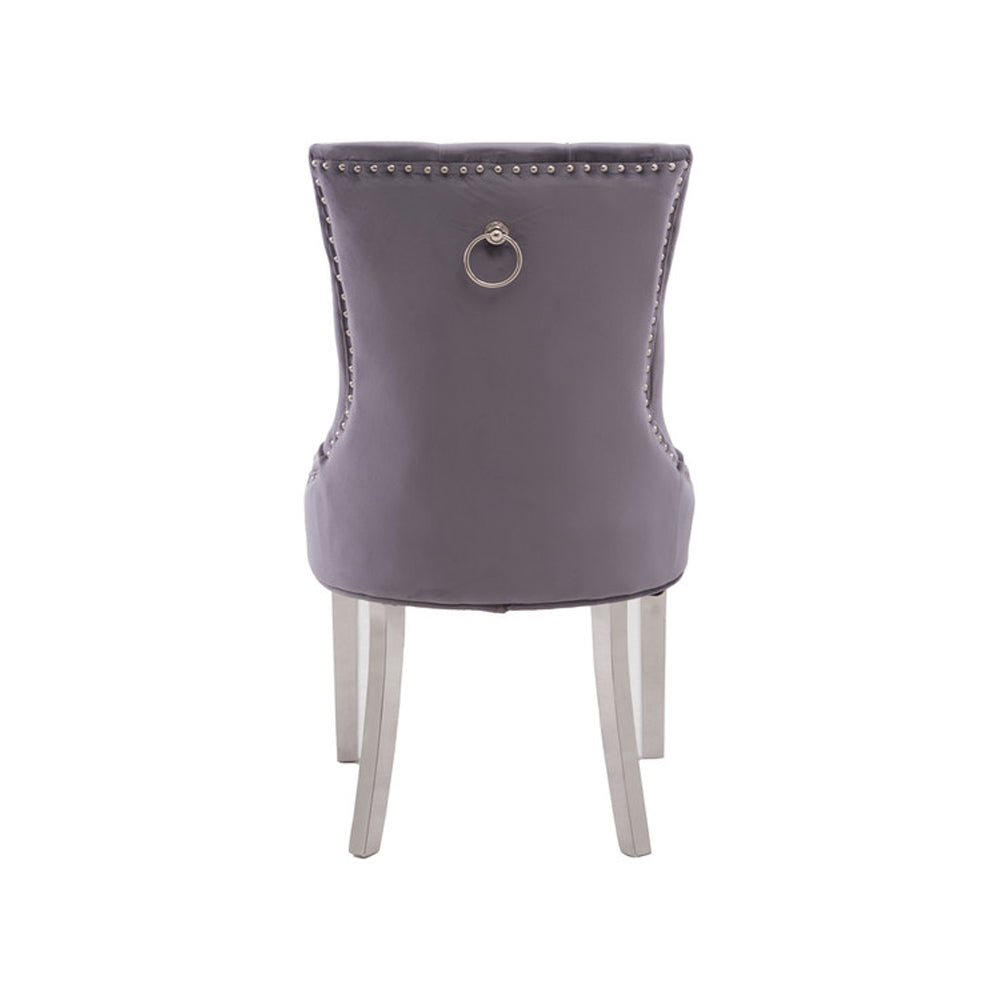 Product photograph of Olivia S Regina Grey Velvet Dining Chair Outlet from Olivia's.