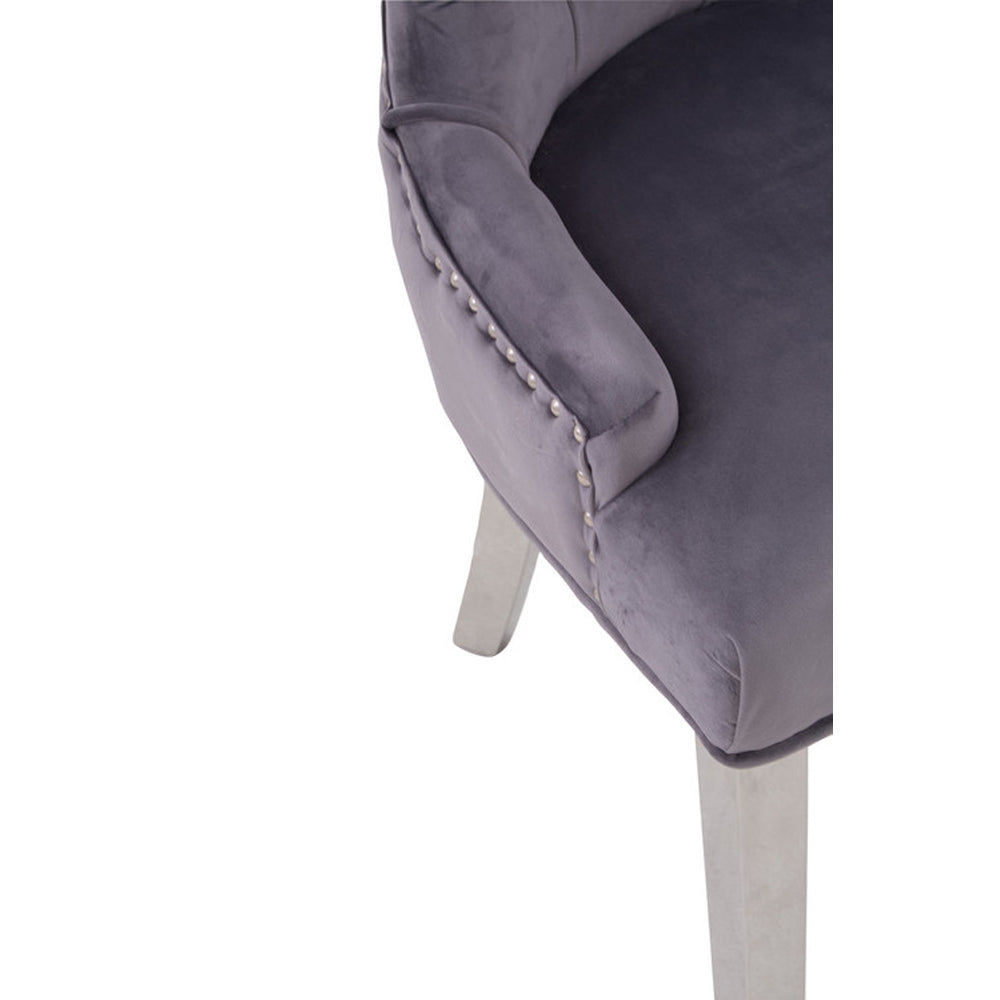 Product photograph of Olivia S Regina Grey Velvet Dining Chair Outlet from Olivia's.