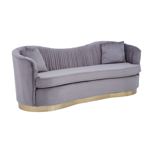 Product photograph of Olivia S Boutique Hotel Collection - Fleur 3 Seater Sofa Gold Metal Base Velvet Grey from Olivia's.
