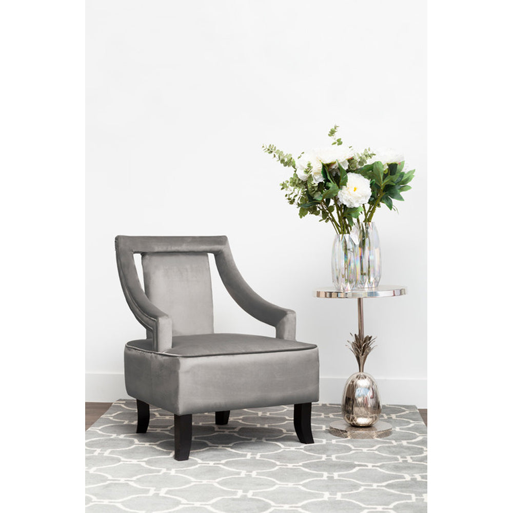 Product photograph of Olivia S Luxe Collection - Freya Occasional Chair Grey Velvet from Olivia's.