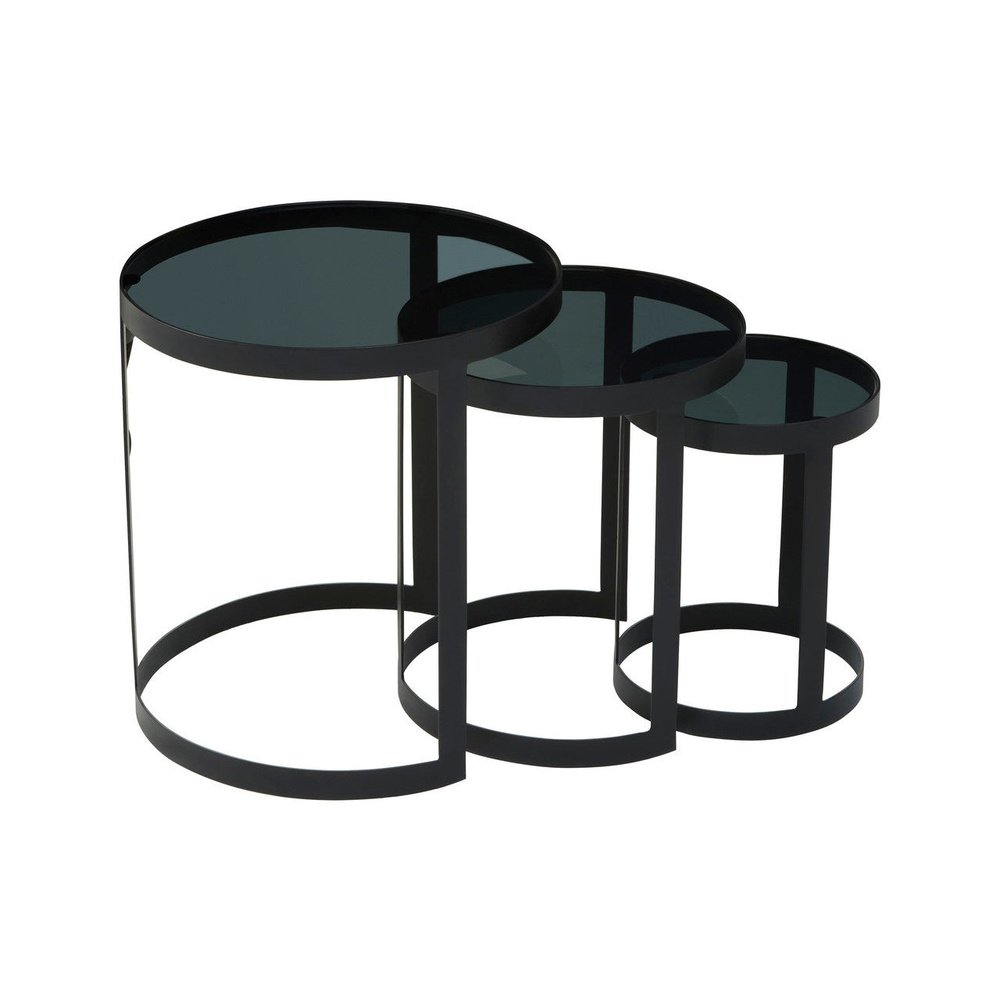 Product photograph of Olivia S Set Of 3 Corrin Nest Of Tables In Black Powder Coated Finish from Olivia's.