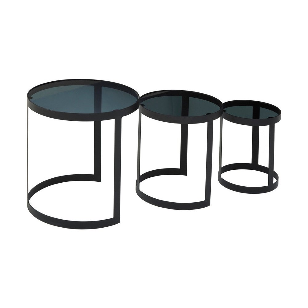 Product photograph of Olivia S Set Of 3 Corrin Nest Of Tables In Black Powder Coated Finish from Olivia's.