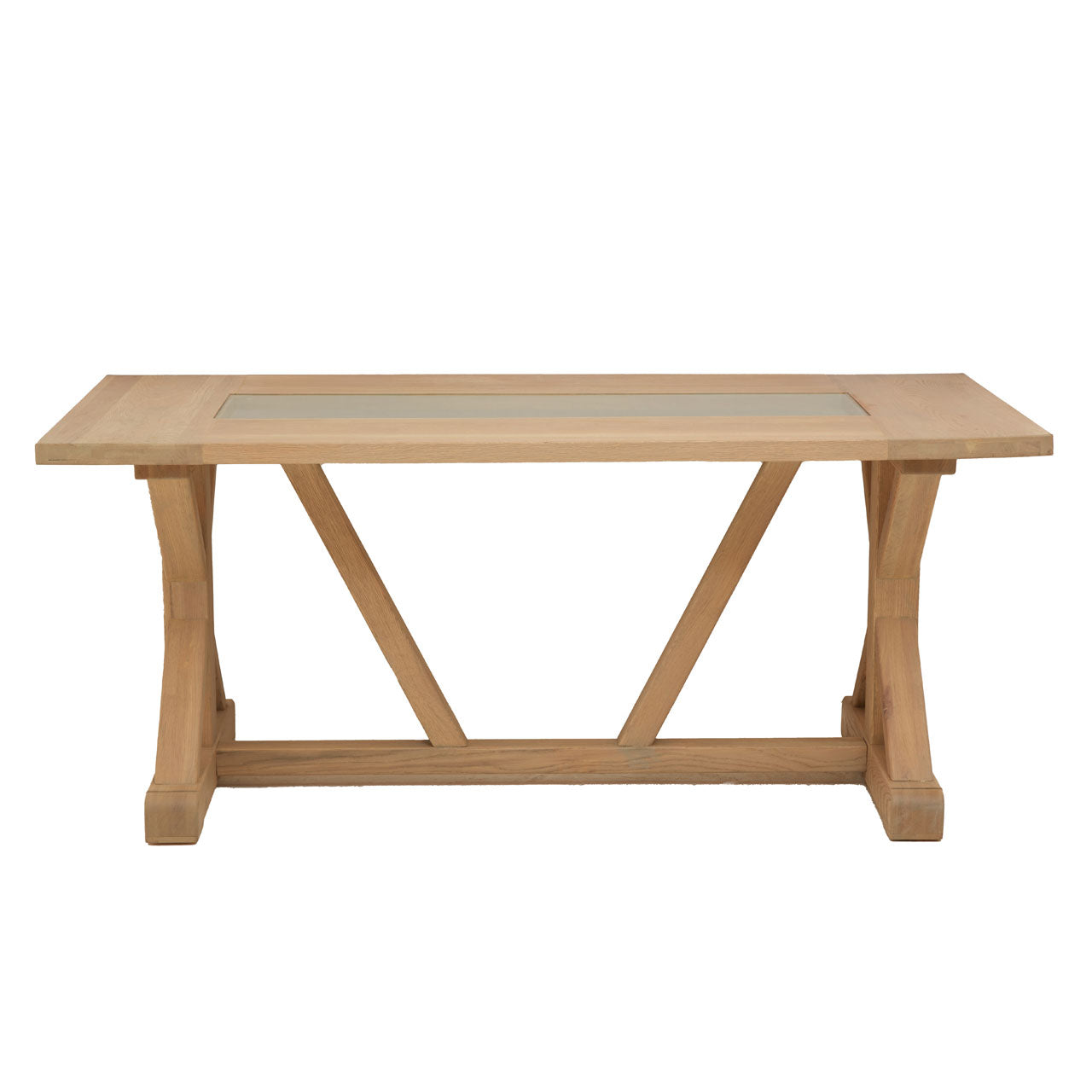 Olivias Lucus Dining Table In Aged Oak And Tempered Glass