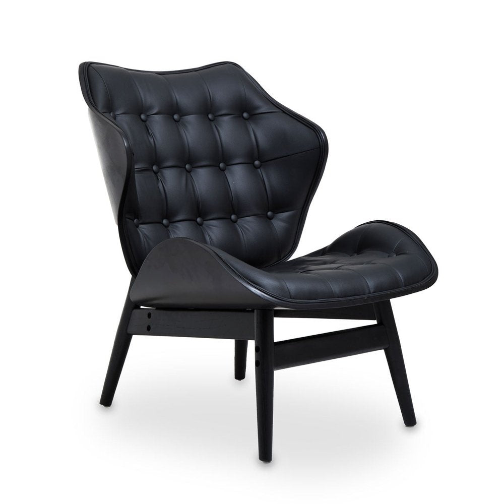 Olivias Violet Accent Chair In Faux Black Leather