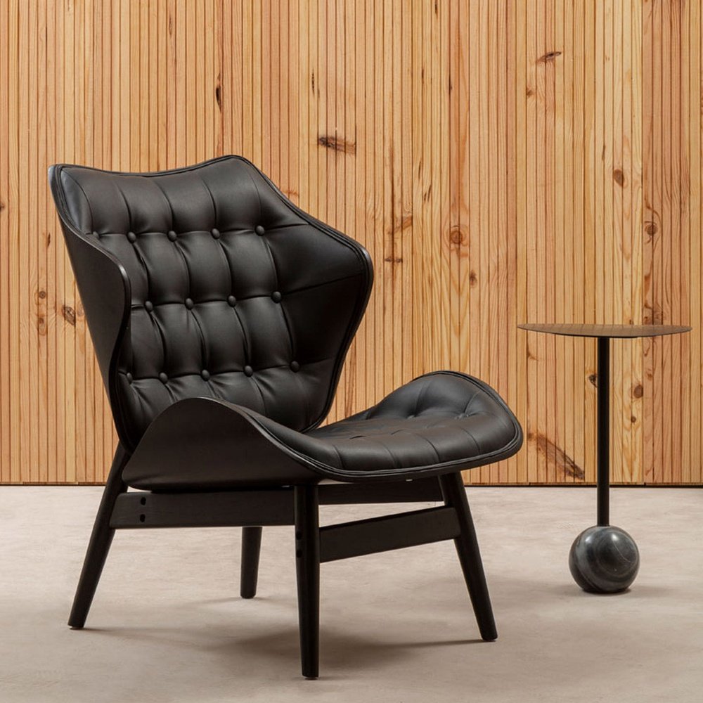 Product photograph of Olivia S Violet Accent Chair In Faux Black Leather from Olivia's.