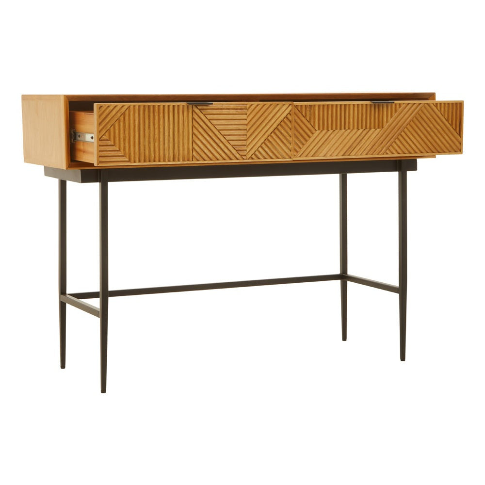 Product photograph of Olivia S Soft Industrial Collection - Jakar Console Table In Natural Finish from Olivia's.