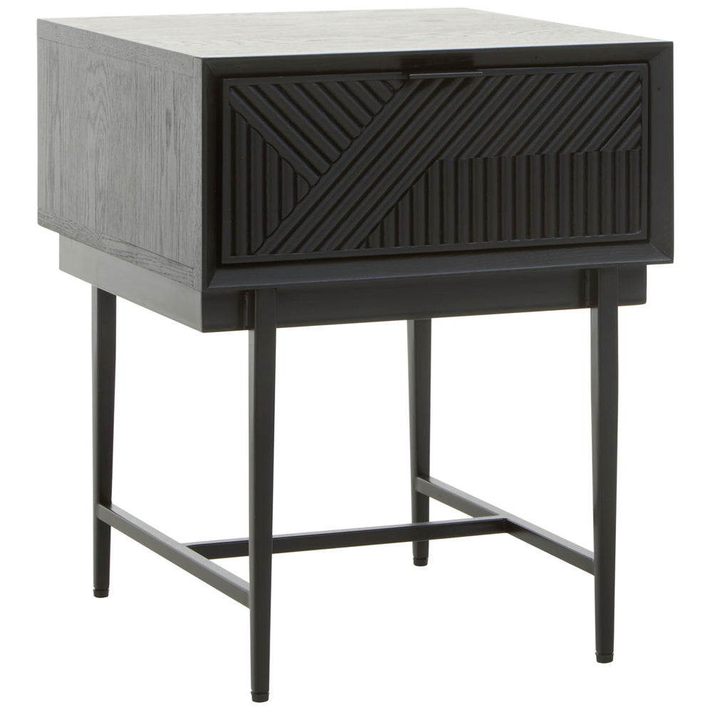 Product photograph of Olivia S Soft Industrial Collection - Jakar Side Table In Black Finish from Olivia's.