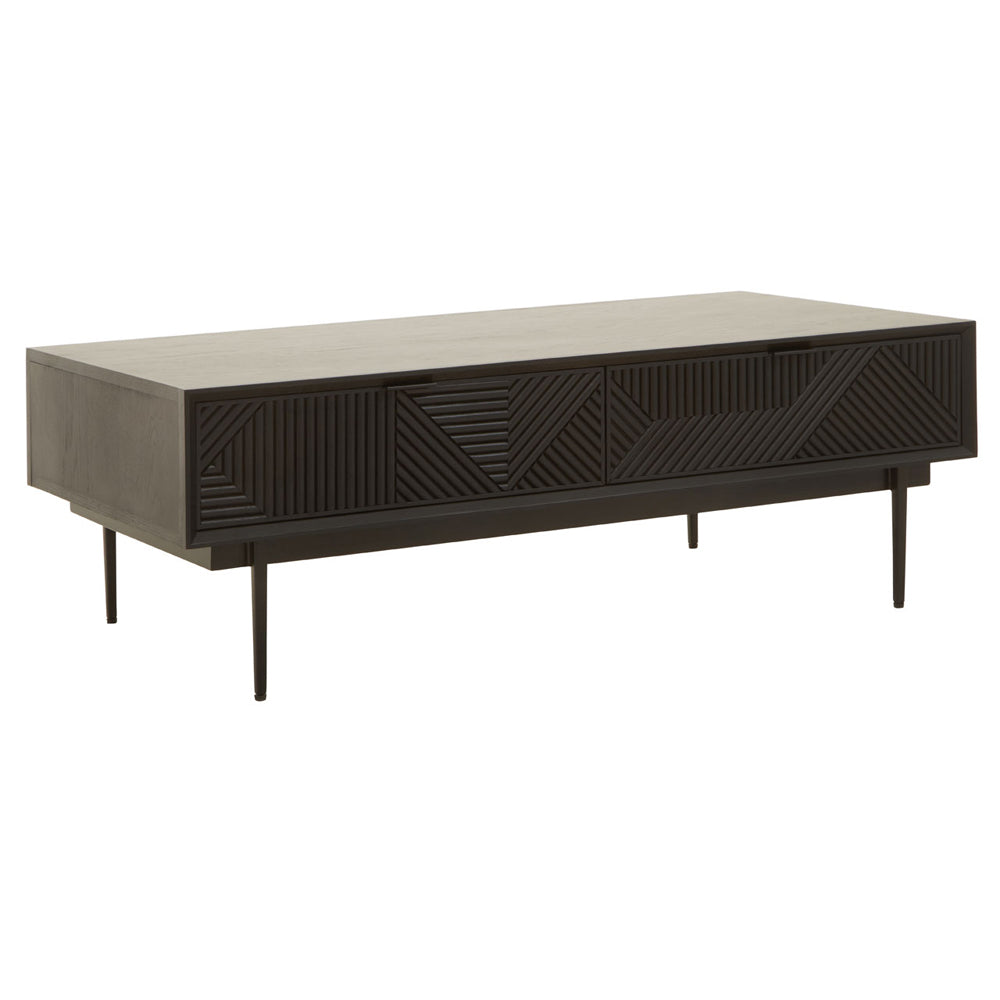 Product photograph of Olivia S Soft Industrial Collection - Jakar Coffee Table In Black Finish from Olivia's.