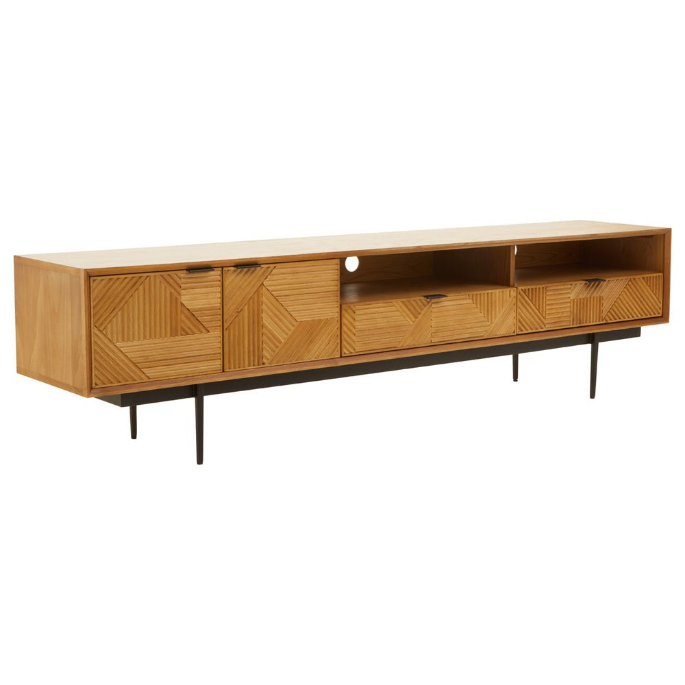 Product photograph of Olivia S Soft Industrial Collection - Jakar Wooden Media Unit In Natural Finish from Olivia's.