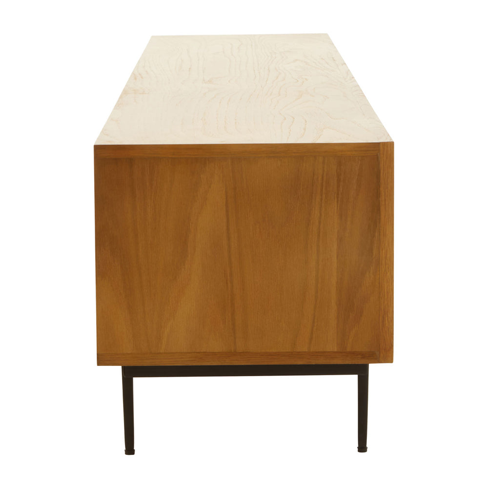 Product photograph of Olivia S Soft Industrial Collection - Jakar Wooden Media Unit In Natural Finish from Olivia's.