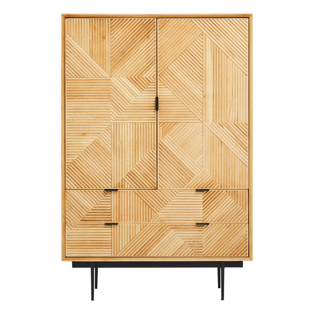 Product photograph of Olivia S Soft Industrial Collection - Jakar Wooden Cabinet In Natural Finish from Olivia's