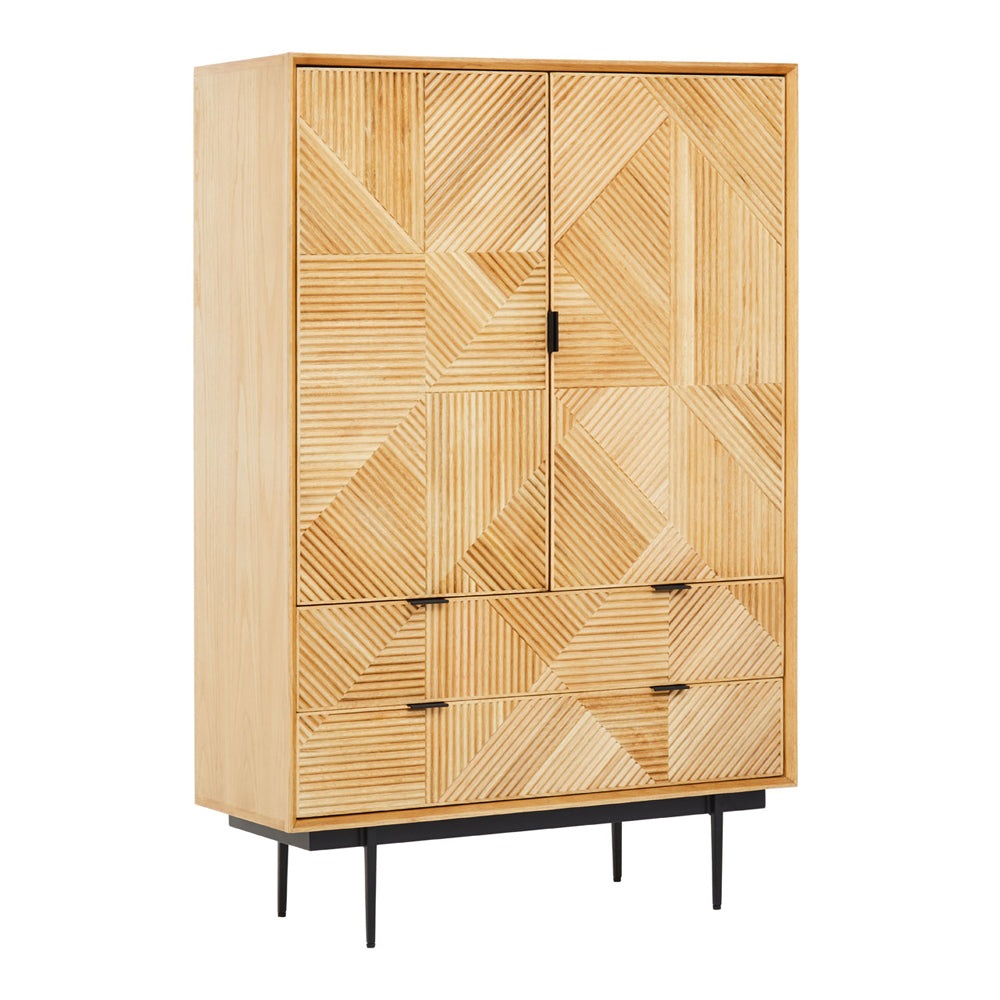 Product photograph of Olivia S Soft Industrial Collection - Jakar Wooden Cabinet In Natural Finish from Olivia's.