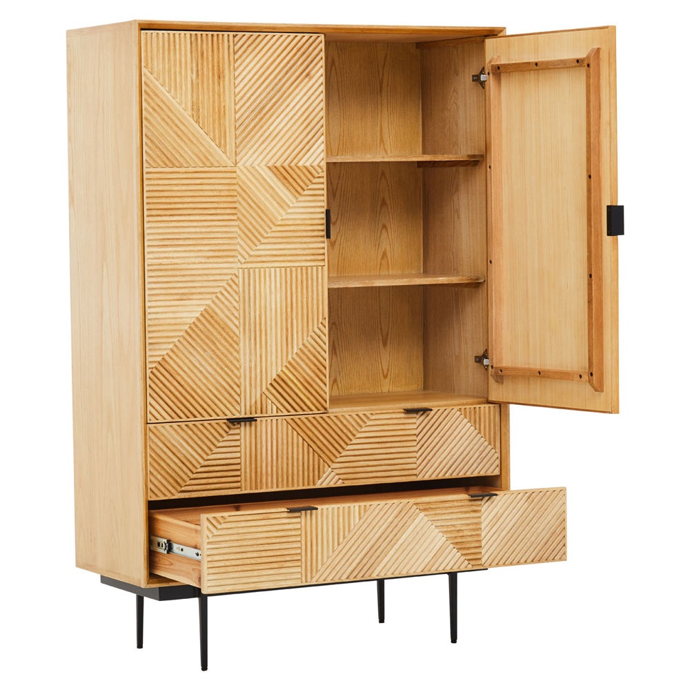 Product photograph of Olivia S Soft Industrial Collection - Jakar Wooden Cabinet In Natural Finish from Olivia's.