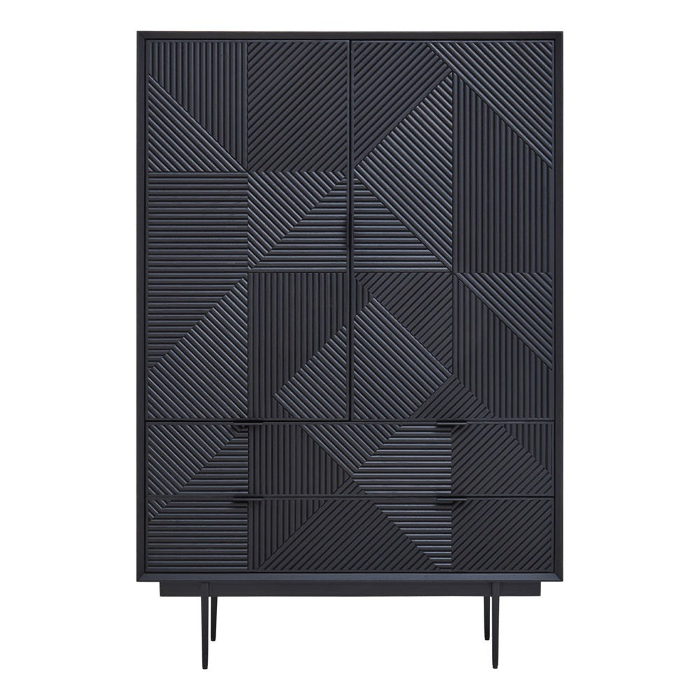 Product photograph of Olivia S Soft Industrial Collection - Jakar Wooden Cabinet In Black Finish from Olivia's