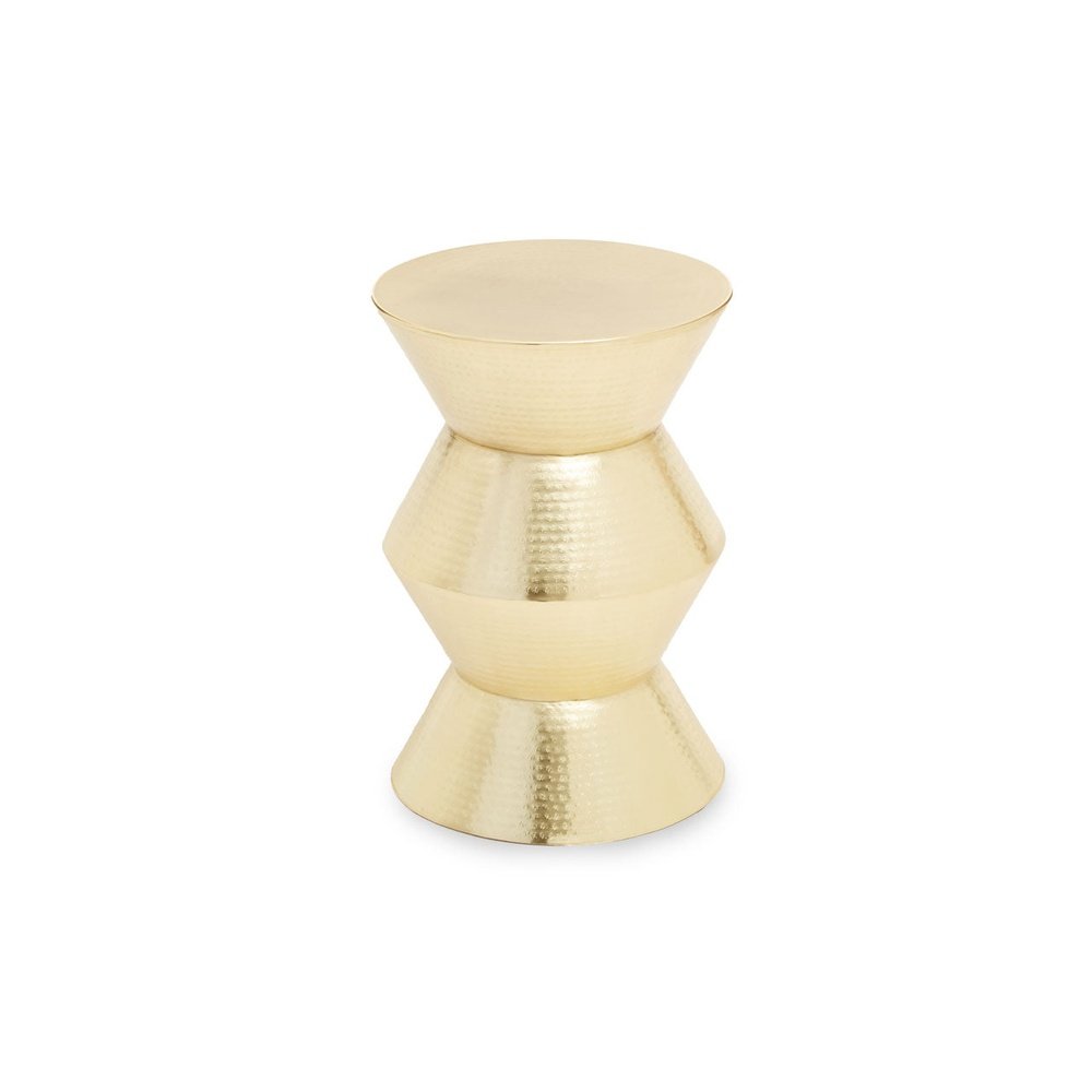 Product photograph of Olivia S Raphael Angular Drum Style Side Table In Gold from Olivia's