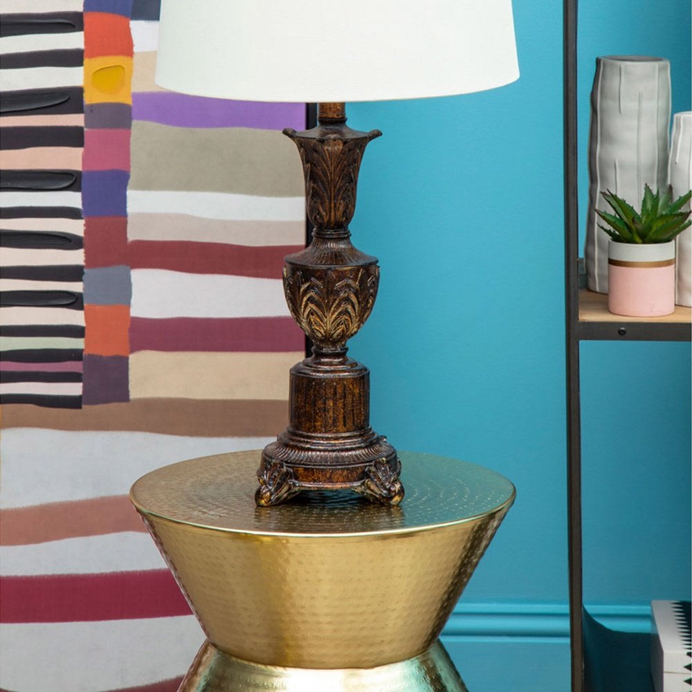 Product photograph of Olivia S Raphael Angular Drum Style Side Table In Gold from Olivia's.