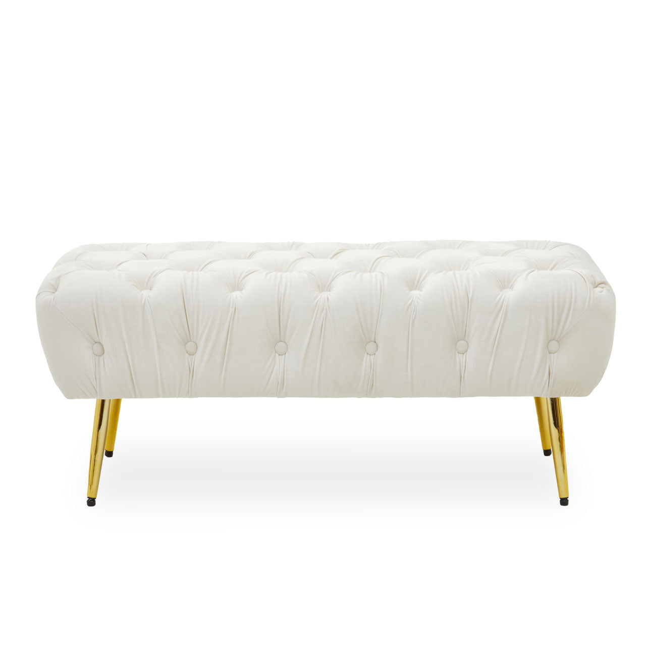 Olivias Tara Footstool In Cream Velvet Gold Legs