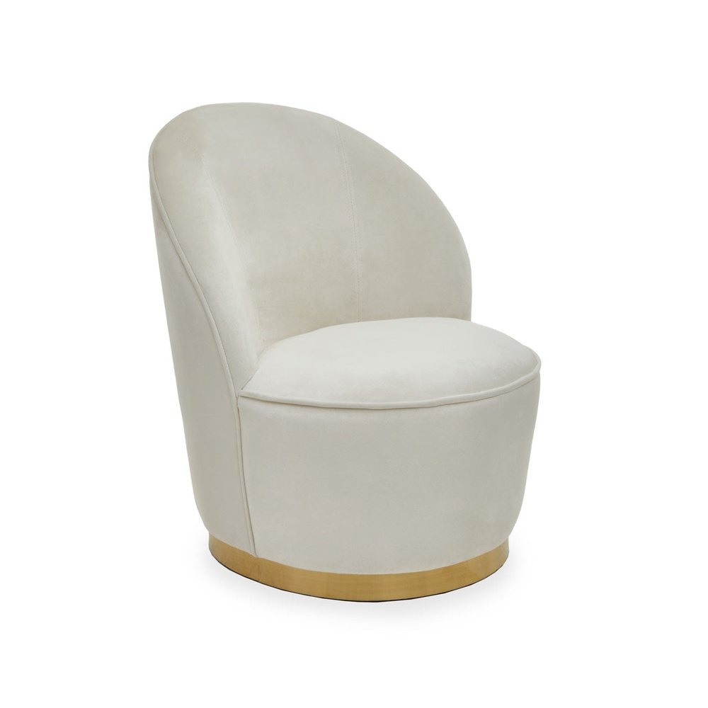 Olivias Tara Kids Accent Chair In Cream Velvet With Gold Legs