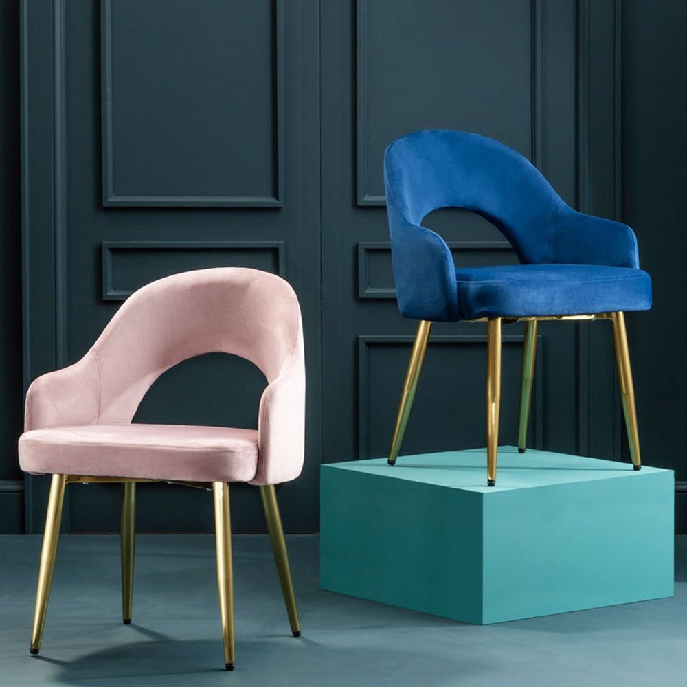 Product photograph of Olivia S Demi Dining Chair In Dusky Pink Velvet from Olivia's.