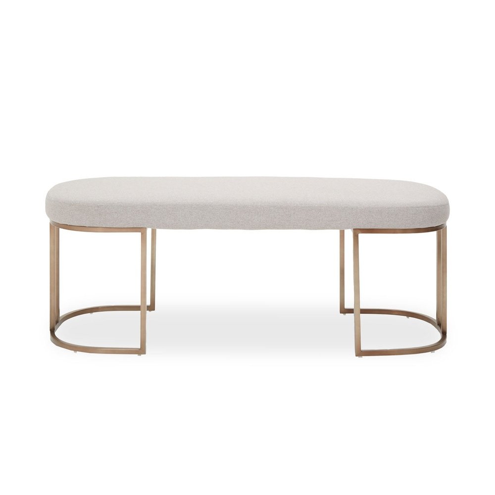 Product photograph of Olivia S Giselle Bench In Grey Fabric Antique Brass Frame from Olivia's