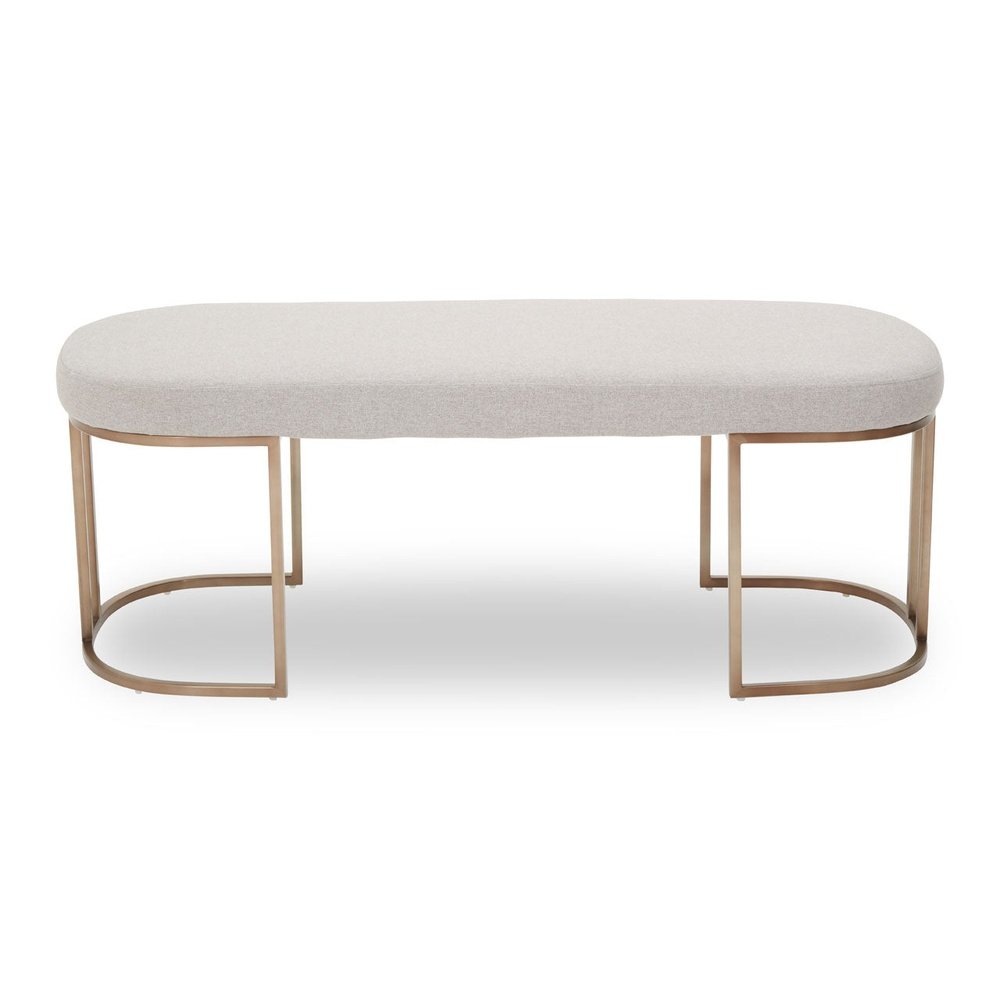 Product photograph of Olivia S Giselle Bench In Grey Fabric Antique Brass Frame from Olivia's.