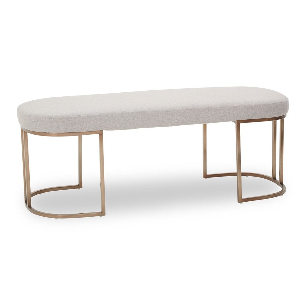 Product photograph of Olivia S Giselle Bench In Grey Fabric Antique Brass Frame from Olivia's.