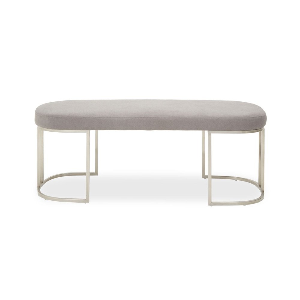 Product photograph of Olivia S Giselle Bench In Grey Fabric Brushed Silver Frame from Olivia's