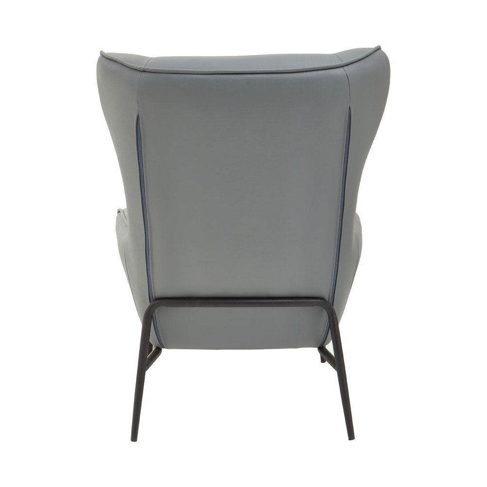 Product photograph of Olivia S Kali Accent Chair Footstool In Faux Grey Leather from Olivia's.