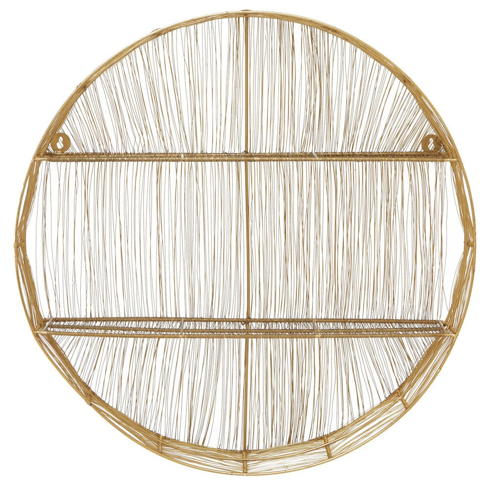 Product photograph of Olivia S Soft Industrial Collection - Enzo Wire Round Wall Shelf In Gold from Olivia's