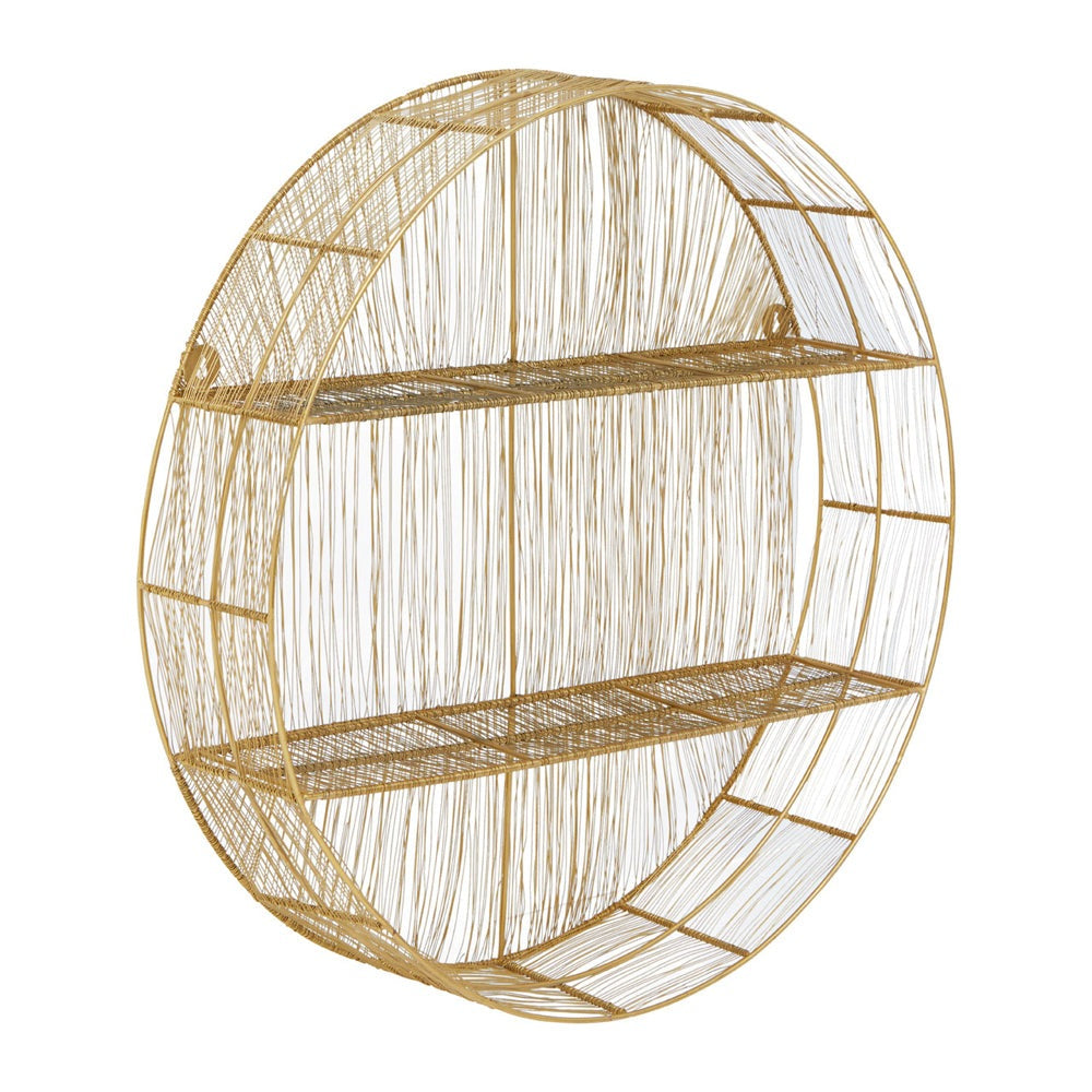 Product photograph of Olivia S Soft Industrial Collection - Enzo Wire Round Wall Shelf In Gold from Olivia's.