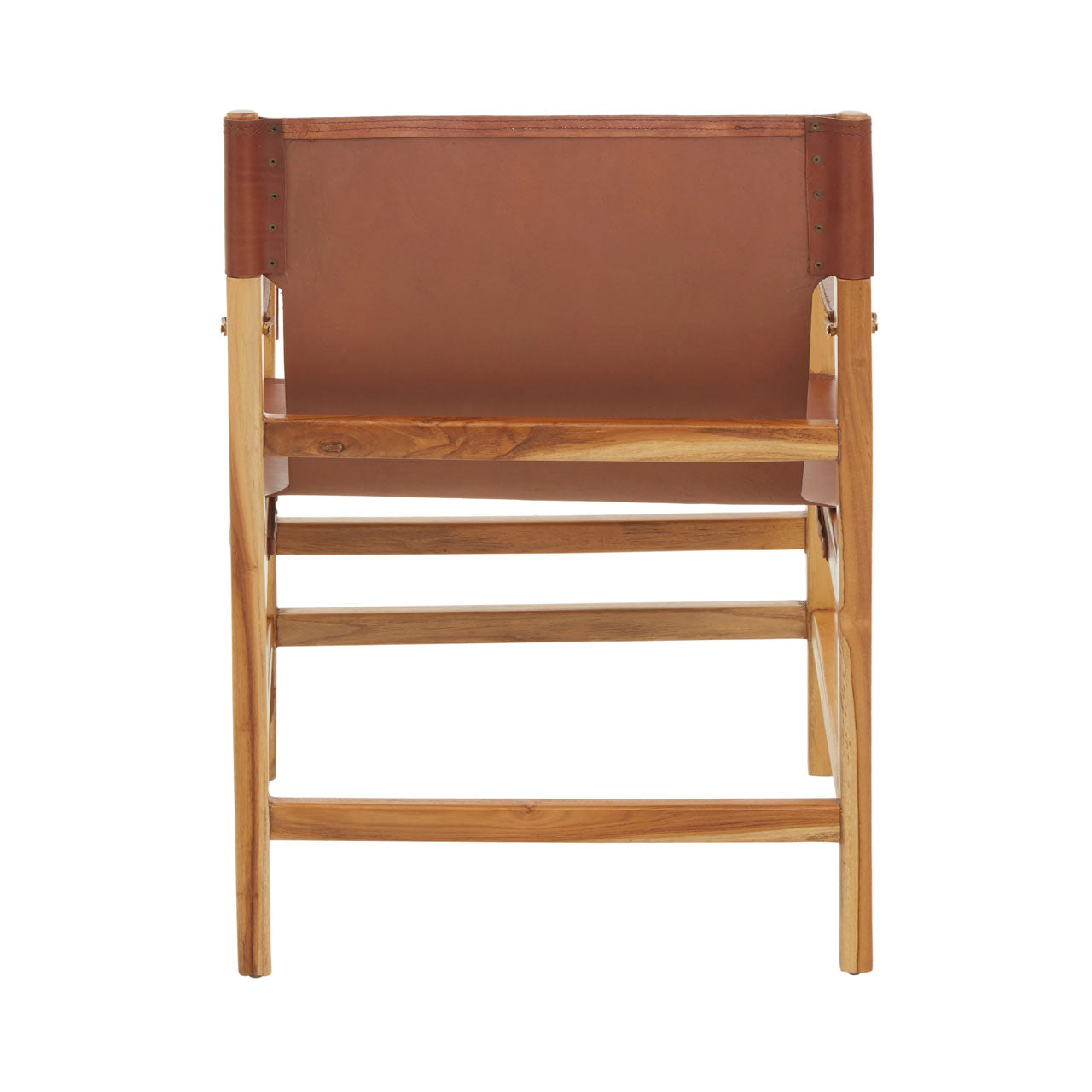 Product photograph of Olivia S Kandy Accent Chair In Natural Teak Light Brown Leather from Olivia's.