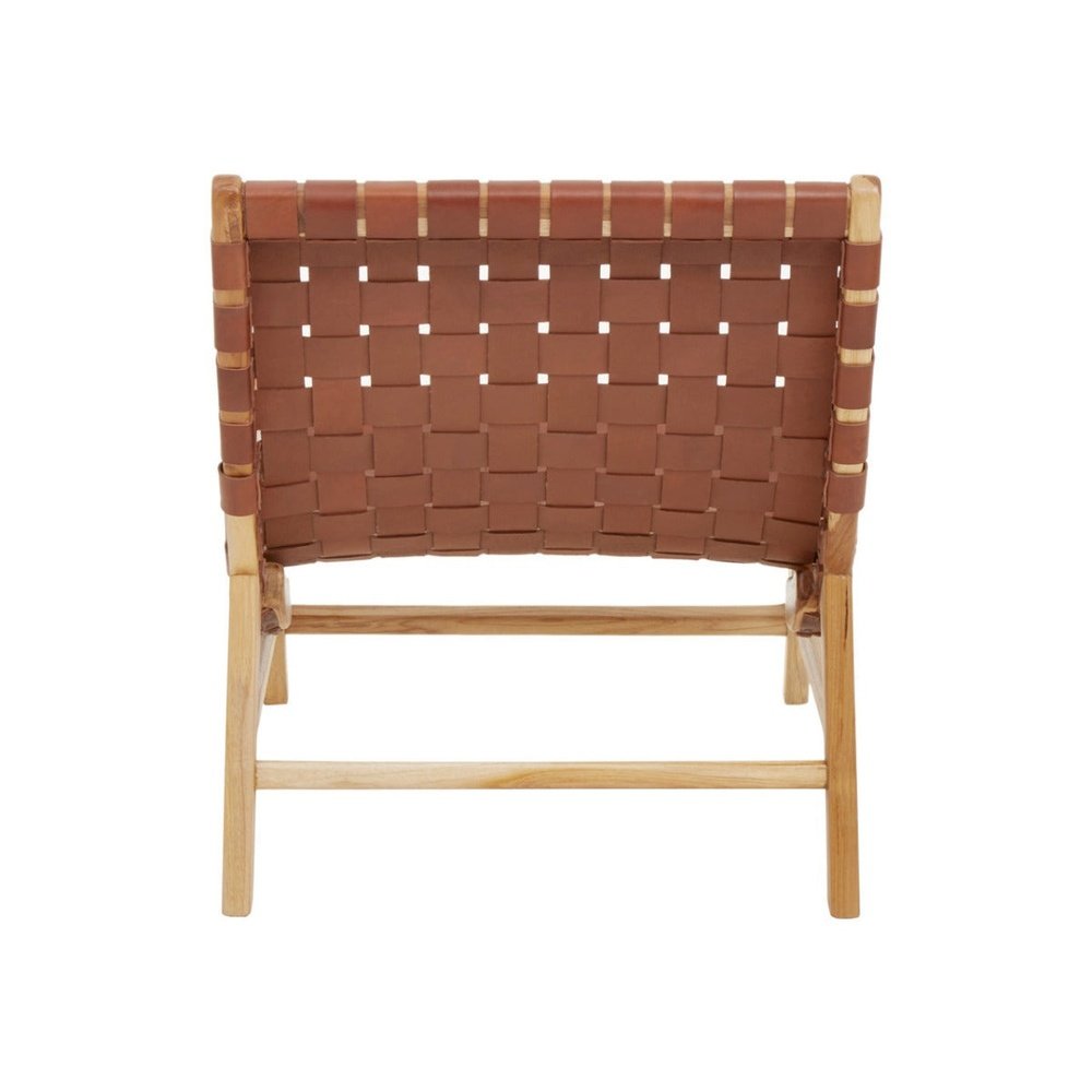 Product photograph of Olivia S Kyle Accent Chair In Natural Teak Brown Leather from Olivia's.