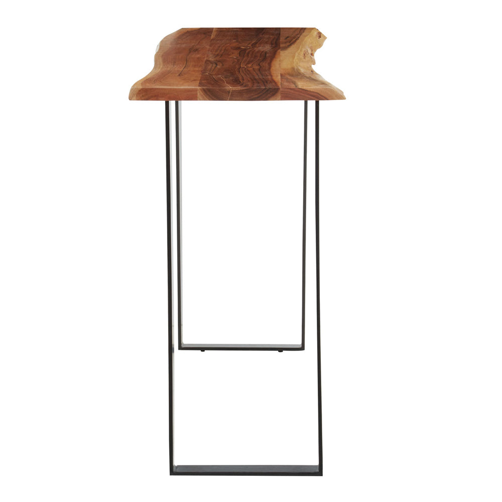 Product photograph of Olivia S Soft Industrial Collection - Sura Acacia Wood Looped Iron Base Console Table from Olivia's.