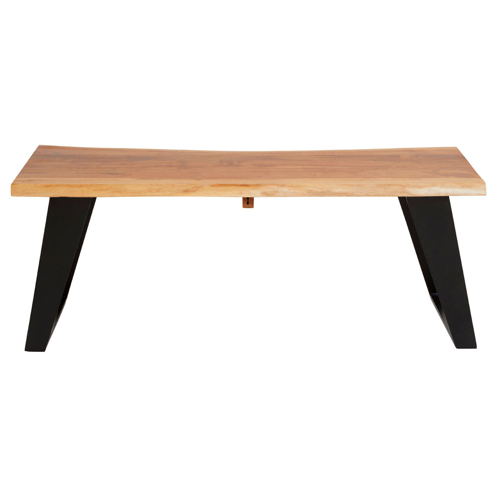 Product photograph of Olivia S Soft Industrial Collection - Sura Acacia Wood Looped Iron Base Coffee Table from Olivia's.