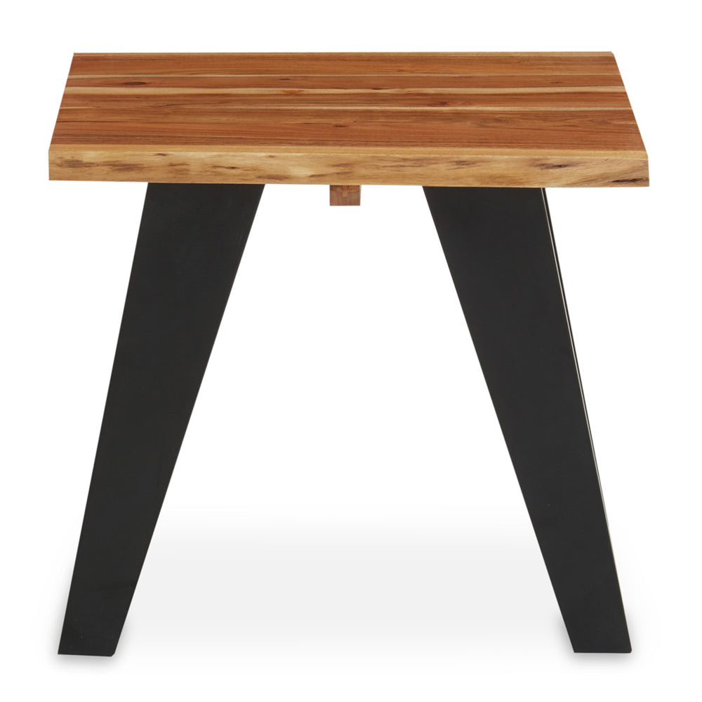 Product photograph of Olivia S Soft Industrial Collection - Sura Acacia Wood Looped Iron Base Side Table from Olivia's