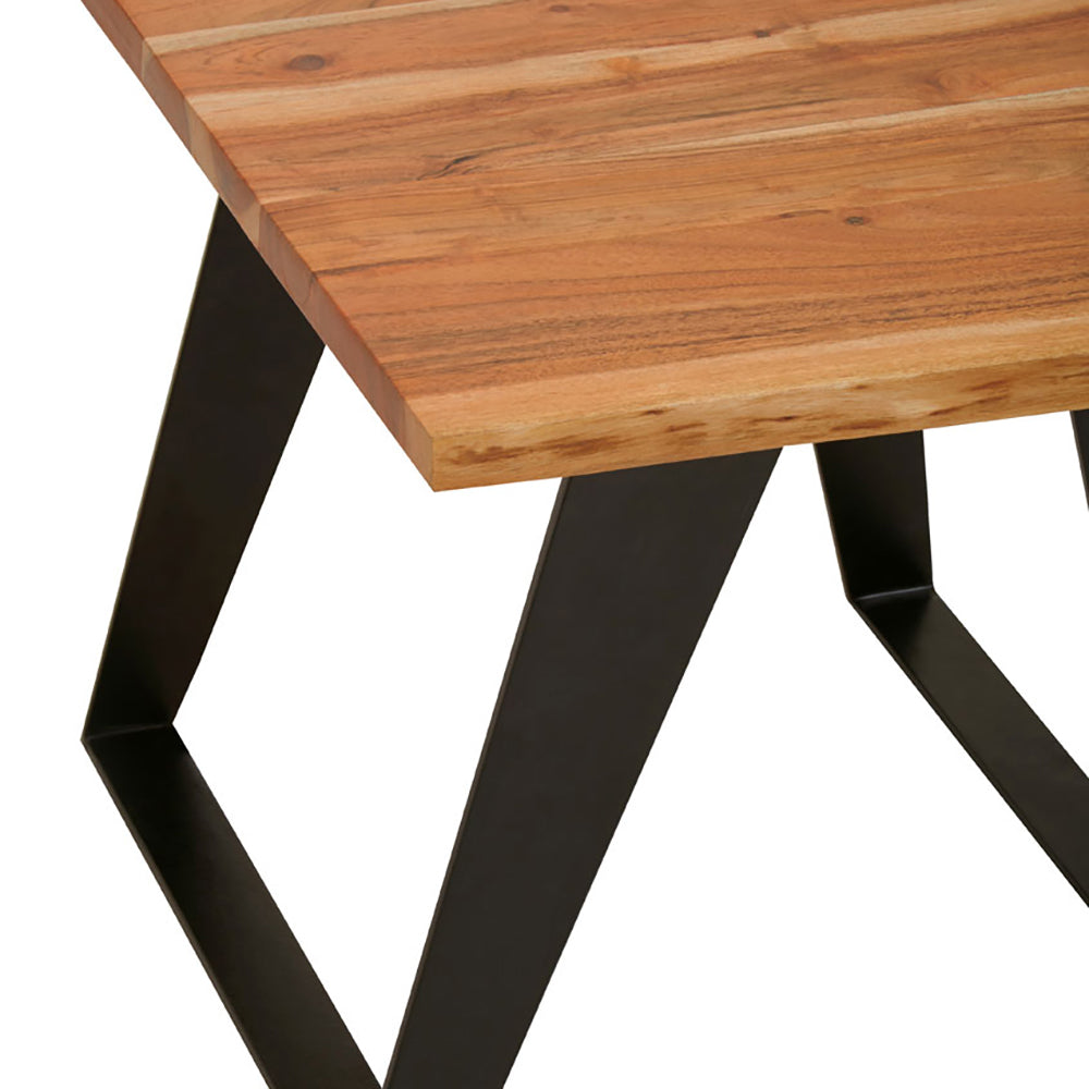 Product photograph of Olivia S Soft Industrial Collection - Sura Acacia Wood Looped Iron Base Side Table from Olivia's.