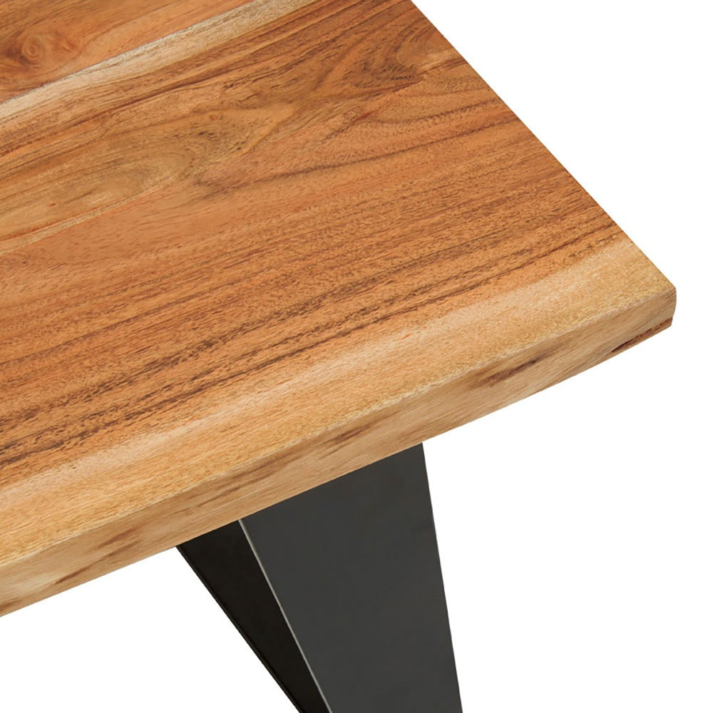 Product photograph of Olivia S Soft Industrial Collection - Sura Acacia Wood Looped Iron Base Side Table from Olivia's.