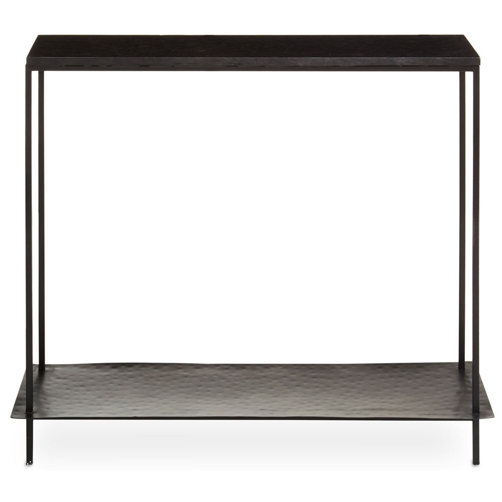 Product photograph of Olivia S Soft Industrial Collection - Templa Black Marble Console Table from Olivia's