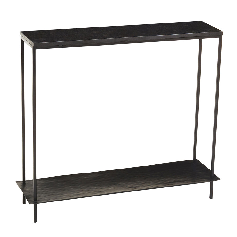 Product photograph of Olivia S Soft Industrial Collection - Templa Black Marble Console Table from Olivia's.