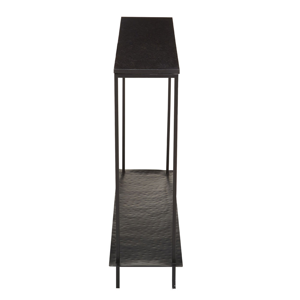 Product photograph of Olivia S Soft Industrial Collection - Templa Black Marble Console Table from Olivia's.