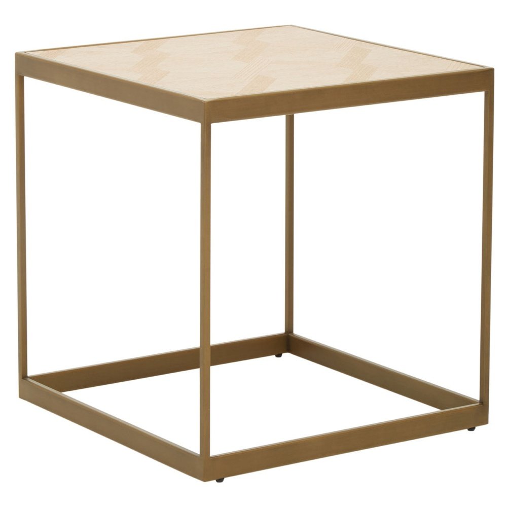 Product photograph of Olivia S Grayson Small End Table In Oak Brushed Brass from Olivia's.