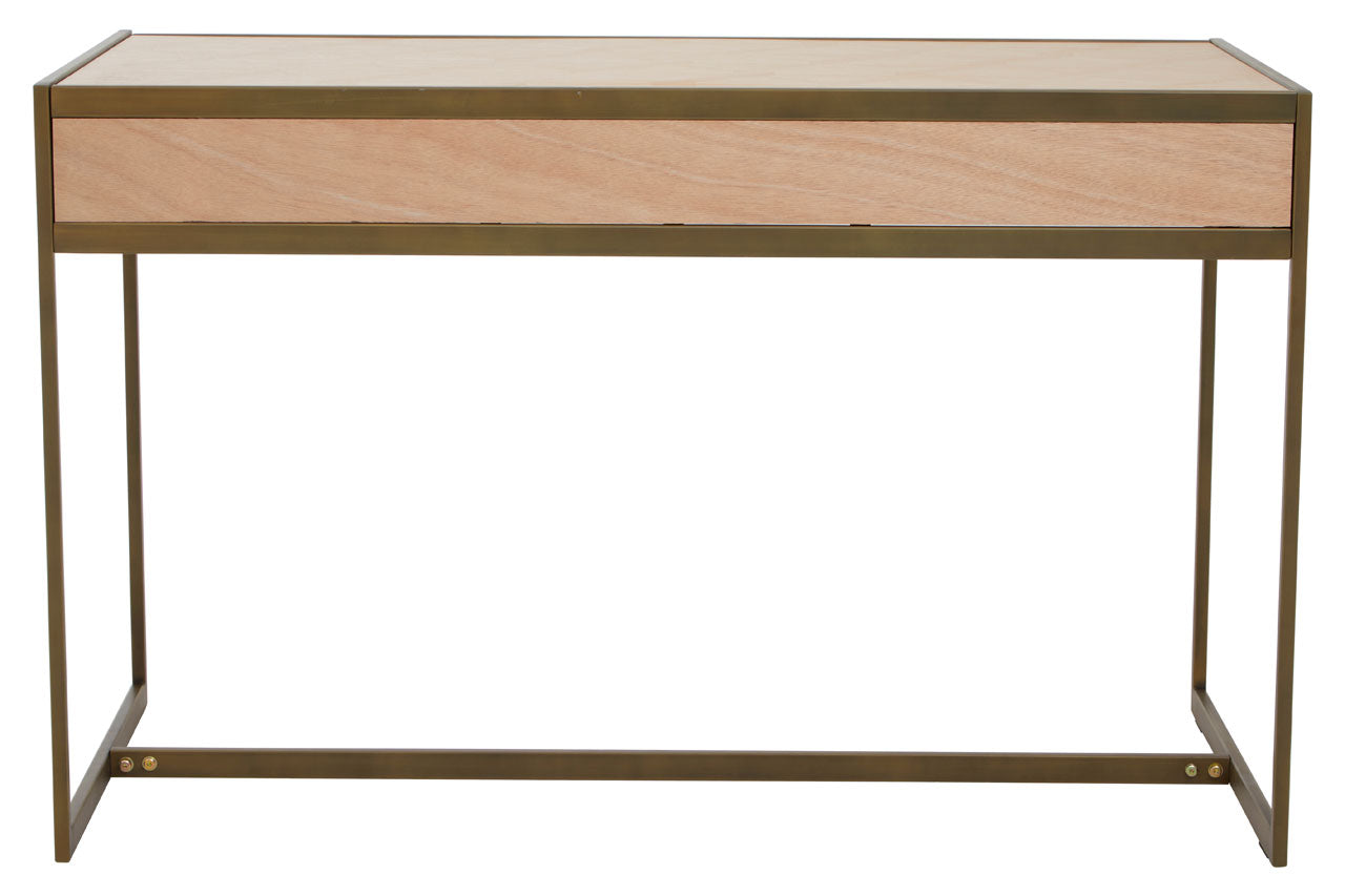 Product photograph of Olivia S Grayson 2 Drawer Desk In Oak Brushed Brass from Olivia's.